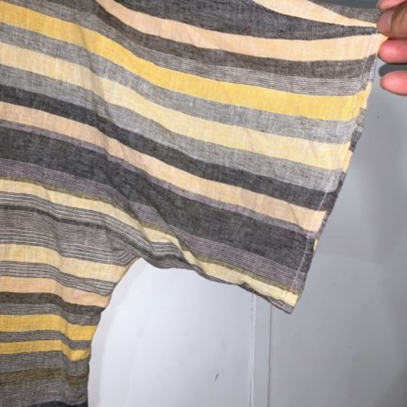 🐣- NWT BeachLunchLounge sz S Grey & Yellow Striped Linen/Cotton Blend Blouse - Picture 3 of 6